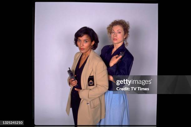 Actresses Caroline Lee-Johnson and Alex Kingston in character as Diane Ralston and Katherine Roberts in crime drama The Knock, circa April 1996.