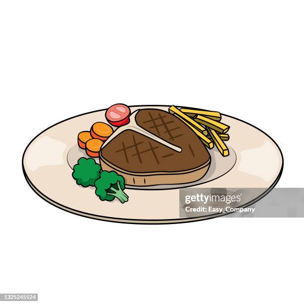 cartoon food steak picture for kids, this is a vector illustration for preschool and home training for parents and teachers. - baked salmon fillet stock illustrations