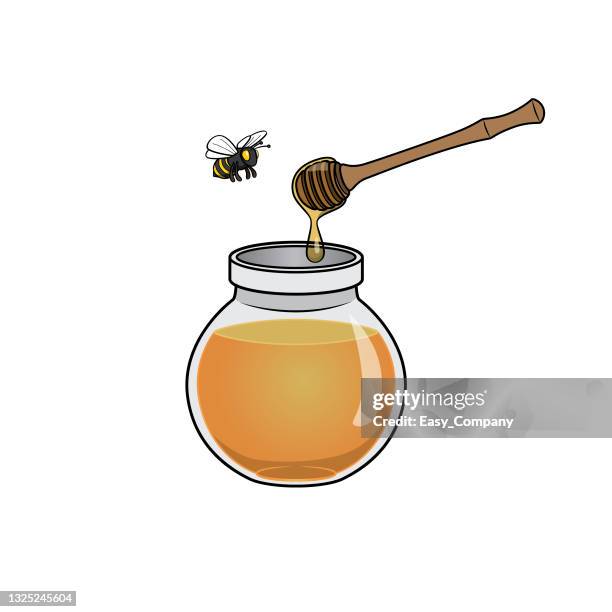 cartoon honey jug pictures for children this is a vector illustration for preschool and home training for parents and teachers. - sugar honey stock illustrations