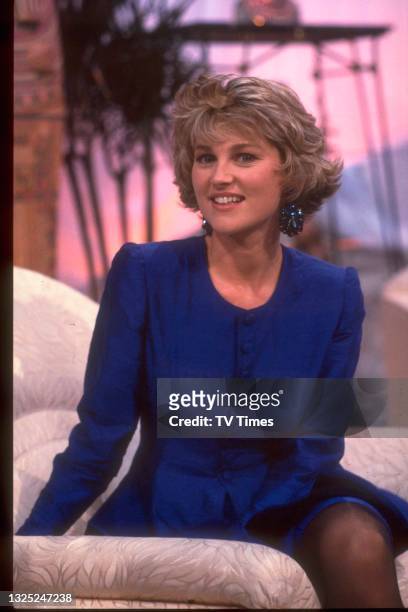 Television presenter Anthea Turner on the set of entertainment series The Best Of Magic, circa 1990.