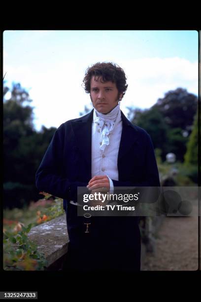 Actor Colin Firth in character as Mr. Darcy on the set of period drama Pride And Prejudice, circa 1995.