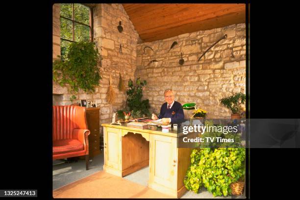 Radio and television presenter Nicholas Parsons at home, circa 2000.