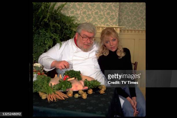 Actors Richard Griffiths and Samantha Janus in character as Henry Crabbe and Nicola Dooley in comedy drama Pie In The Sky, circa 1996.