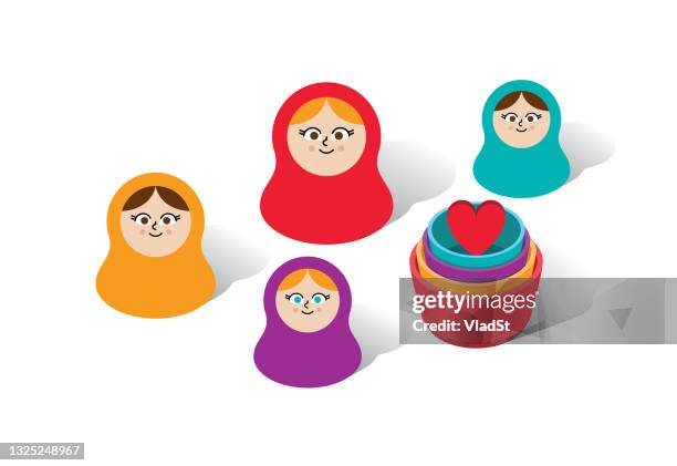 matryoshka russian nesting dolls vector illustration - matryoshka dolls stock illustrations