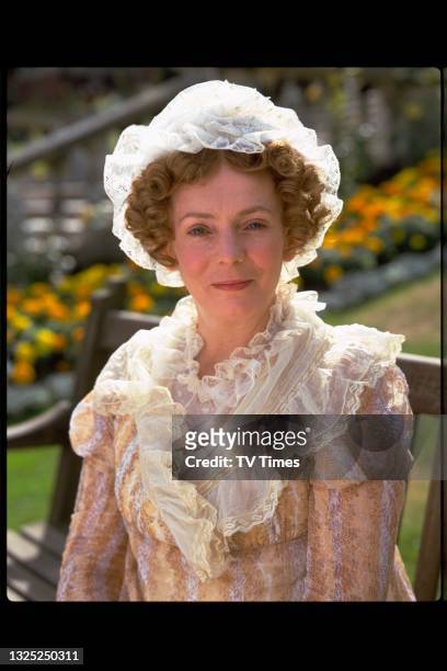 Actress Alison Steadman in character as Mrs. Bennet in period drama series Pride And Prejudice, circa 1995.