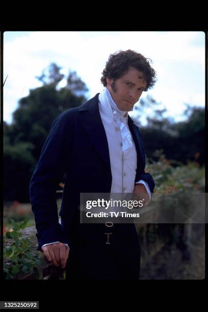 Actor Colin Firth in character as Mr. Darcy on the set of period drama Pride And Prejudice, circa 1995.