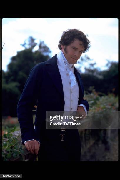 Actor Colin Firth in character as Mr. Darcy on the set of period drama Pride And Prejudice, circa 1995.