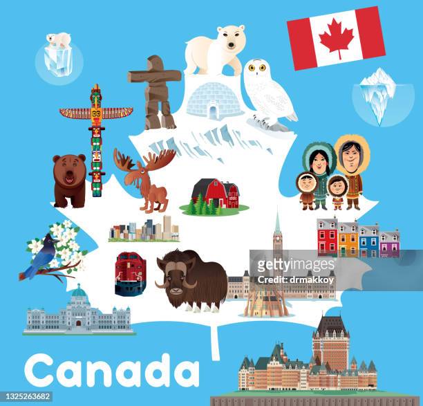 ilustraciones, imágenes clip art, dibujos animados e iconos de stock de símbolos de canadá - inuit