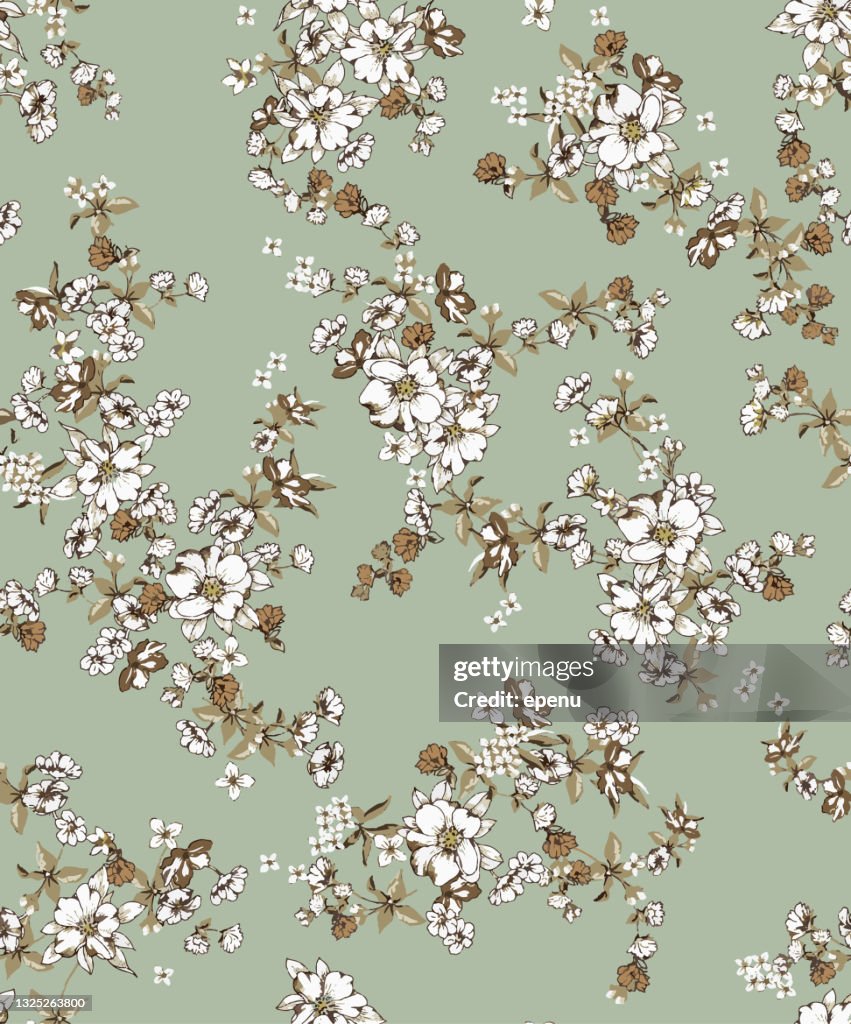 Spring flowers print. Seamless floral pattern. Plant design for fabric, cloth design, covers, manufacturing, wallpapers, print, gift wrap and scrapbooking.