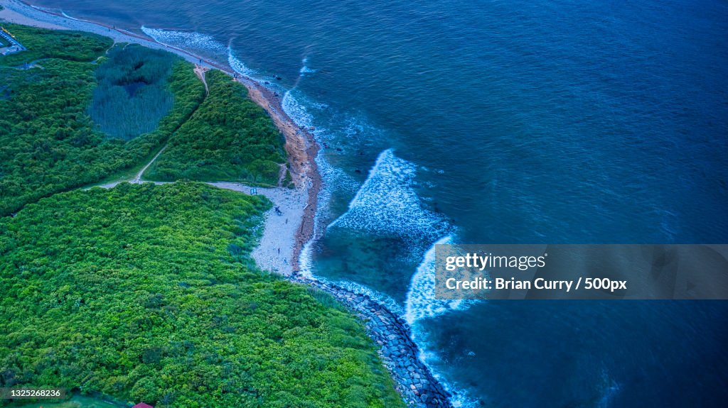 Aerial view of sea,Montauk Point State Park,United States,USA