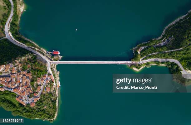 awesome bridge connection from drone view - great river road stock pictures, royalty-free photos & images