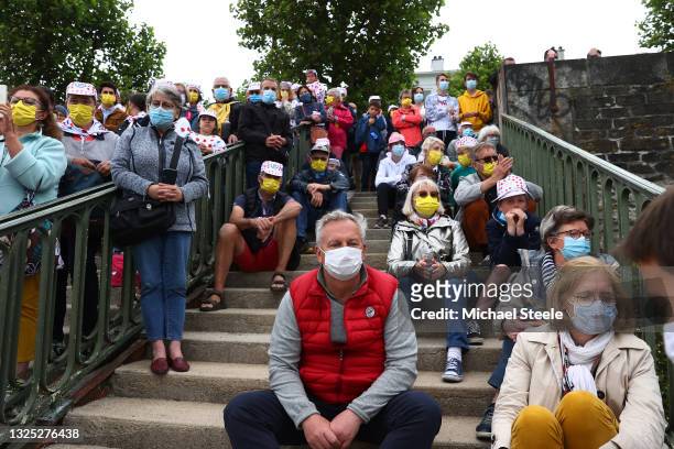 Spectators watching during the 108th Tour de France 2021, Team Presentation / Fans / Public / Covid safety measures / Mask / @LeTour / #TDF2021 / on...