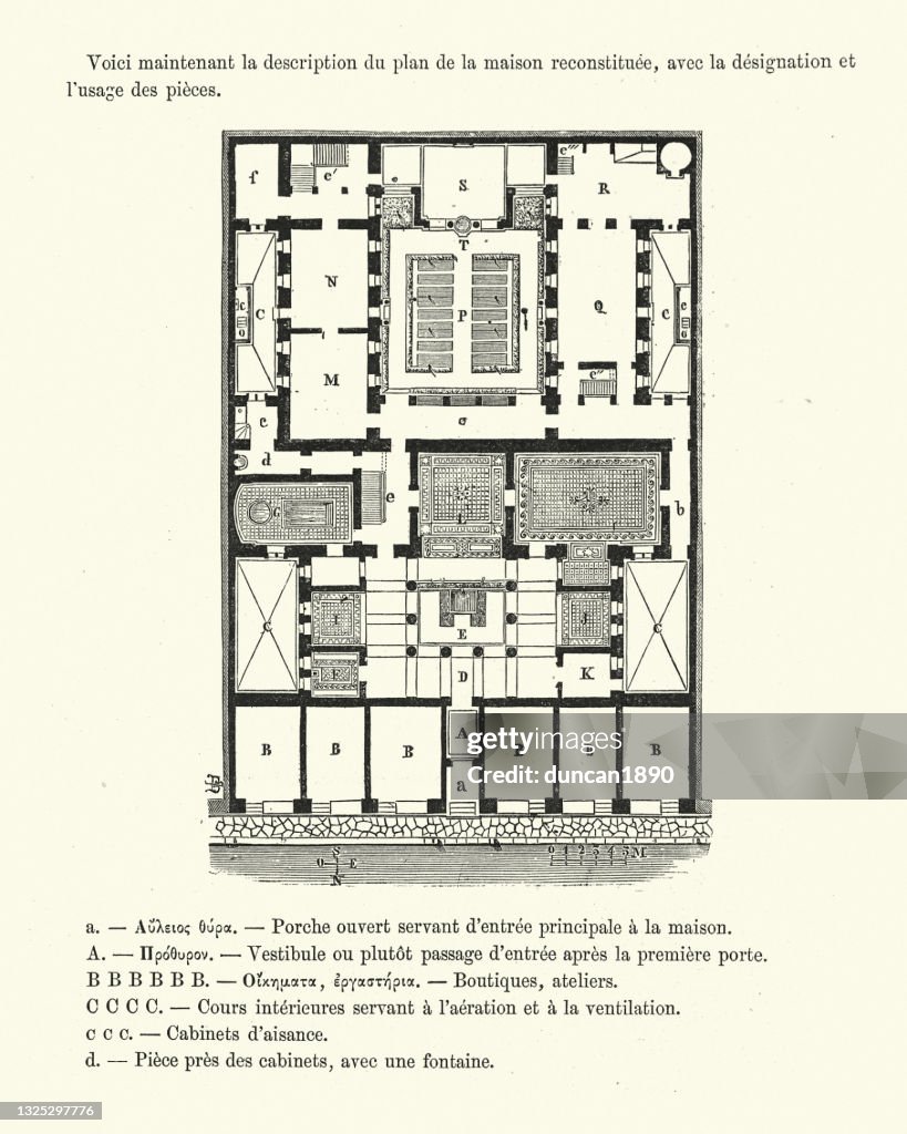 Floor plan of an Ancient Greek Rich Athenian House, Ancient Greece
