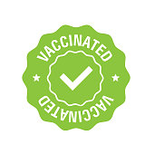 Covid-19 vaccinated guarantee icon signage. Vector illustration