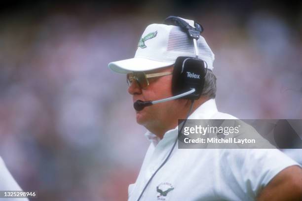 Head coach Buddy Ryan of the Philadelphia Eagles looks on during a NFL football game against the Dallas Cowboys on October 10, 1987 at Veterans...