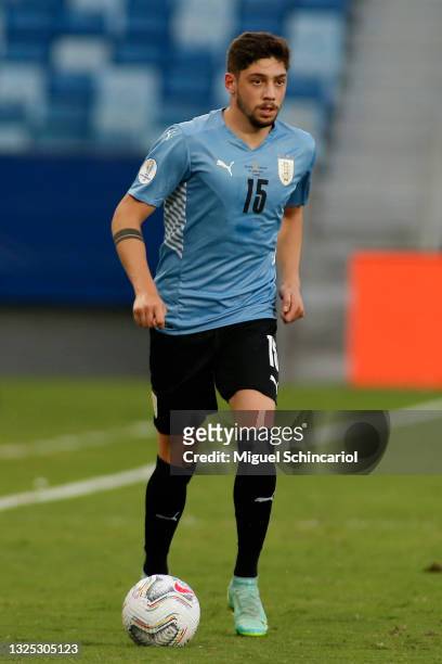 Federico Valverde of Uruguay controls the ball during a Group A match between Bolivia and Uruguay as part of Copa America Brazil 2021 at Arena...