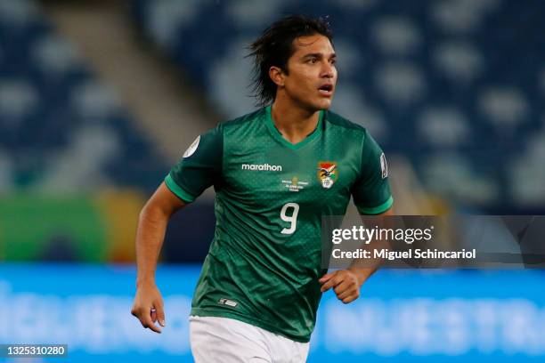 Marcelo Moreno of Bolivia looks on during a Group A match between Bolivia and Uruguay as part of Copa America Brazil 2021 at Arena Pantanal on June...