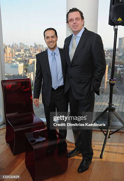 Sami Hayek and Michele Caniato attend the comprehensive home collection celebrated by Espacio Sami Hayek at The Cooper Square Hotel Penthouse on May...