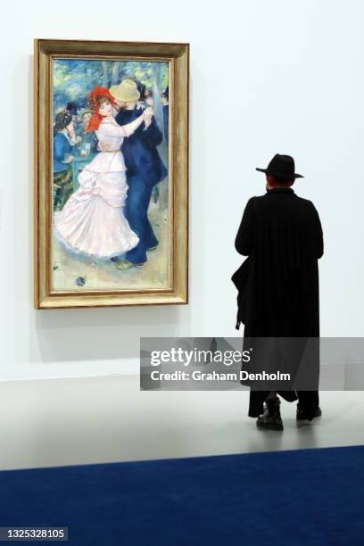Visitor attends the opening of French Impressionism from the Museum of Fine Arts and Goya: Drawings from the Prado Museum at NGV International on...