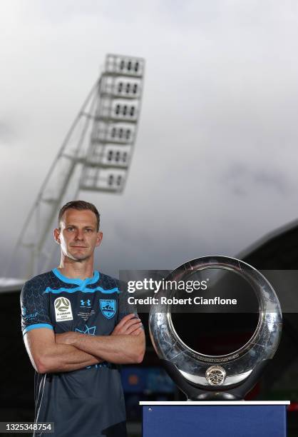 Alex Wilkinson of Sydney FC poses during an A-League Grand Final media opportunity at AAMI Park on June 25, 2021 in Melbourne, Australia.