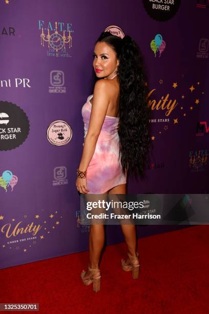 Shannon Baker attends Poo Bear, Shndo, And Loureen Ayyoub Host Music Video Launch For Song "Home Of Brave" at Black Star Burger on June 24, 2021 in...