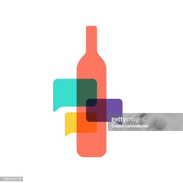 ilustrações de stock, clip art, desenhos animados e ícones de wine bottle and speech bubbles - happy hour