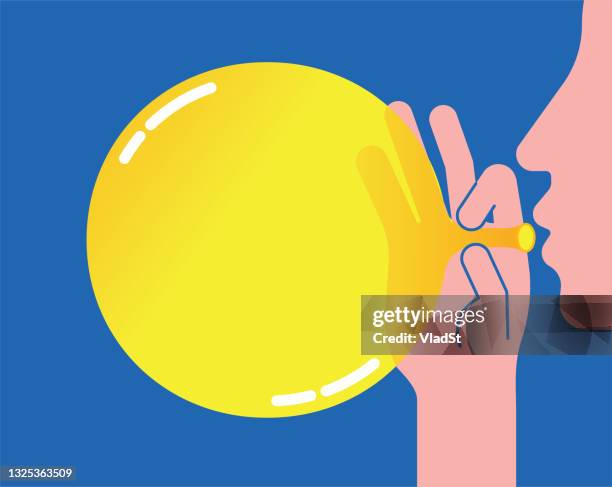 menschliches gesicht sprengen ballon inflate bubble burst - inflate stock-grafiken, -clipart, -cartoons und -symbole