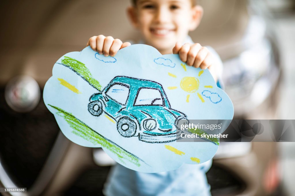 Child's drawing of a car!