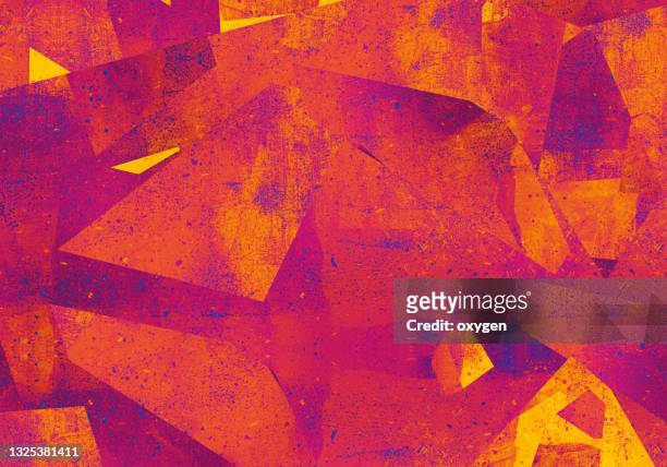 abstract texture orangle purple geometric triangle background canvas - spray paint stock pictures, royalty-free photos & images
