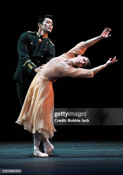 Laura Morera and Ryoichi Hirano in The Royal Ballet's production of Winter Dreams at The Royal Opera House on June 22, 2021 in London, England.