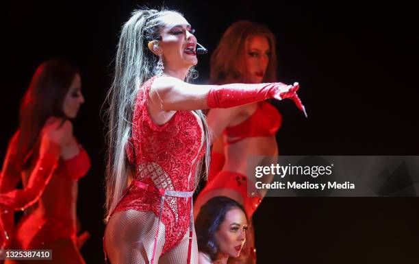 Ninel Conde representing 'Envidia' during 'SIE7E, Reinventando tus pecados' premiere at Pepsi Center WTC on June 24, 2021 in Mexico City, Mexico.