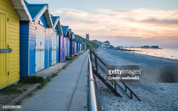 cromer seaside at sunset - cromer pier stock pictures, royalty-free photos & images