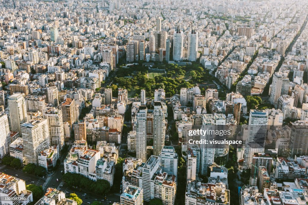 Aerial view of Palermo district in Buenos Aires