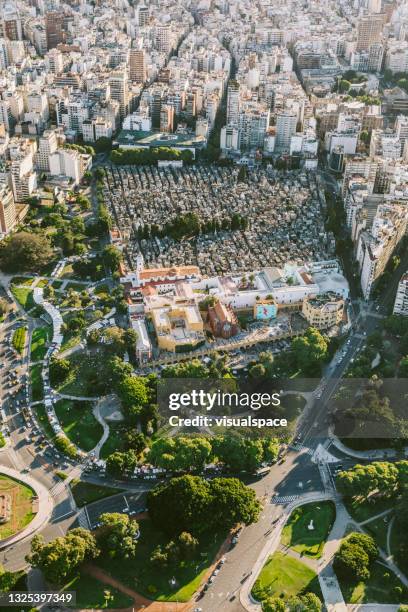 aerial view of recoleta, buenos aires - la recoleta cemetery stock pictures, royalty-free photos & images