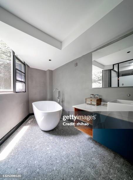 bathroom with bathtub - bathroom ceiling stock pictures, royalty-free photos & images