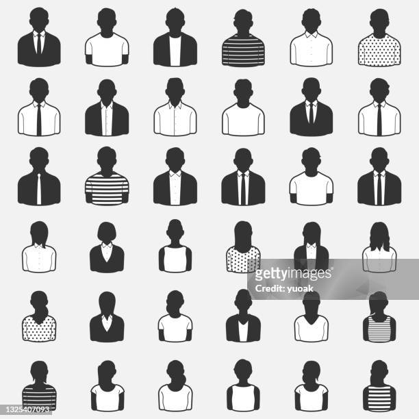 set of anonymous people avatars. - headshot stock illustrations
