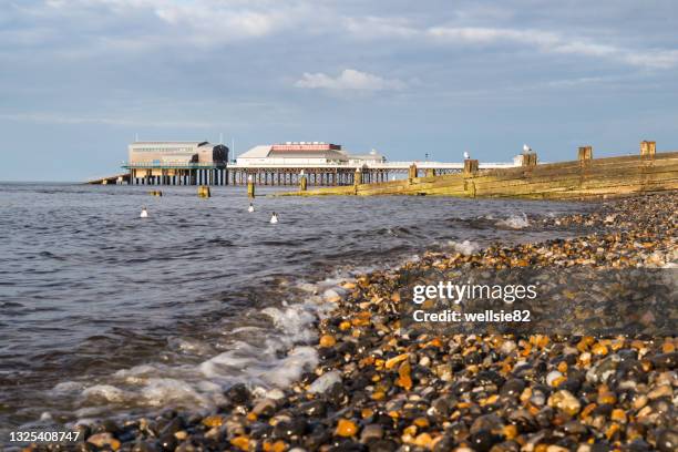 gulls bob on the sea at cromer - cromer pier stock pictures, royalty-free photos & images