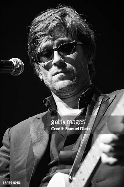 Image has been converted to black and white.) Thomas Dutronc performs live during the Jacno Tribute as part of Days Off Festival at Cite de la...