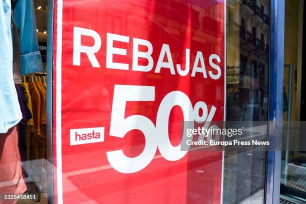 Shop window of an establishment in the capital during the summer sales, on 25 June, 2021 in Madrid, Spain. The summer sales campaigns will generate...