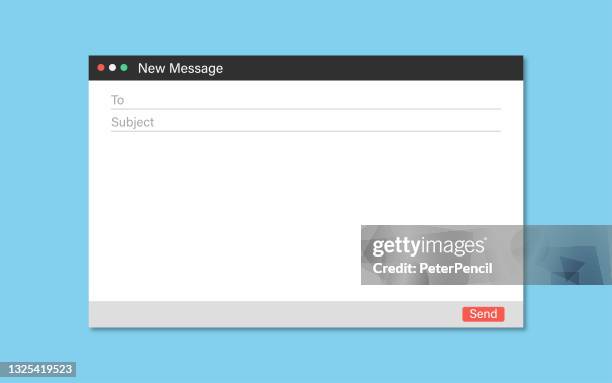 leeres e-mail-fenster. vektor-vorlage. mail-seite-benutzeroberfläche. e-mail-bildschirm mit neuem nachrichtenformular. - display window stock-grafiken, -clipart, -cartoons und -symbole
