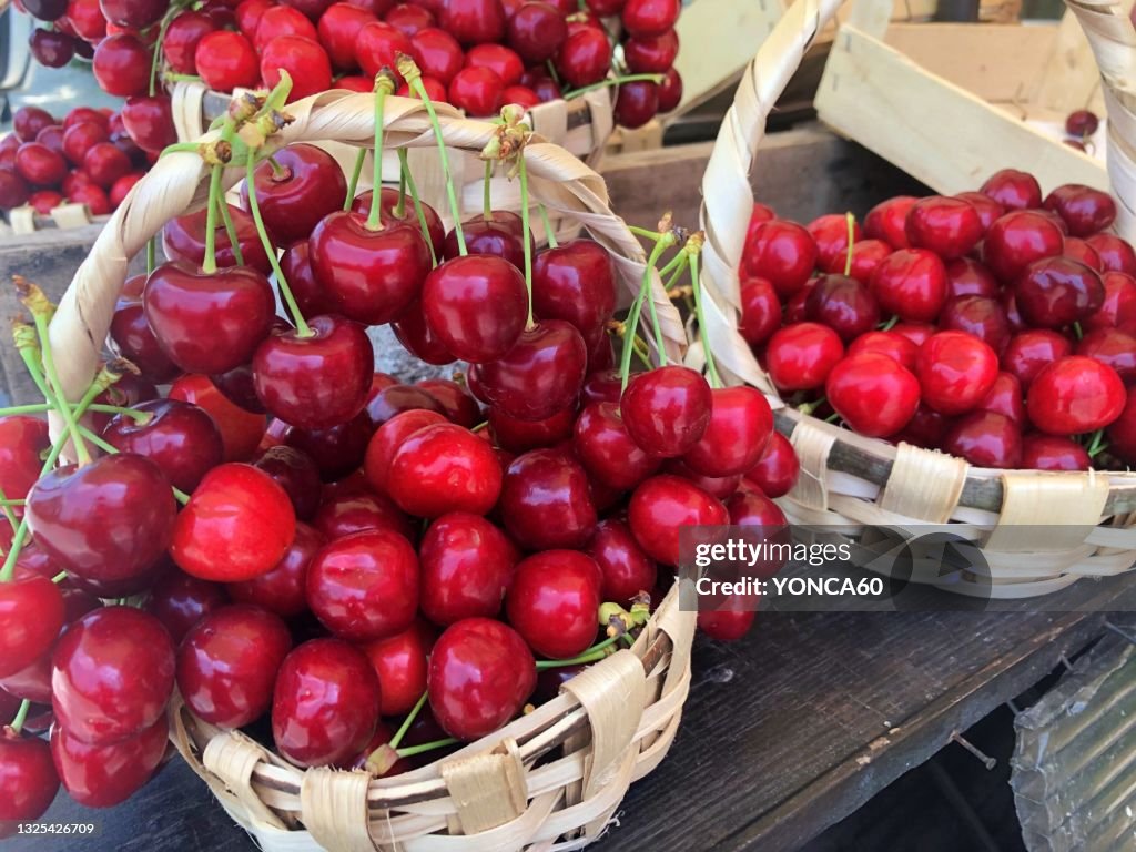 Cherries in basket