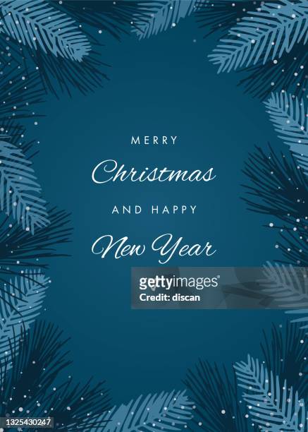 christmas holiday card with evergreen silhouettes. - public celebratory event stock illustrations