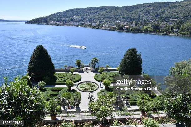 General view of tourists on Isola Bella on June 25, 2021 on Lake Maggiore, Italy.