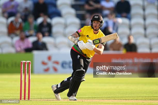 James Bracey of Gloucestershire bats during the Vitality T20 Blast match between Sussex Sharks and Gloucestershire at The 1st Central County Ground...
