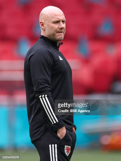 Coach Rob Page of Wales during a Training Session of Wales at Johan Cruijff Arena on June 25, 2021 in Amsterdam, Netherlands.