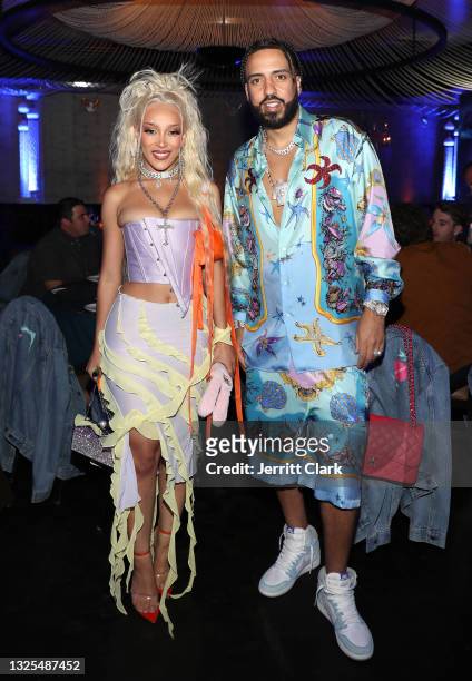 Doja Cat and French Montana attend Doja Cat's "Planet Her" Album dinner at Beauty & Essex on June 24, 2021 in Los Angeles, California.