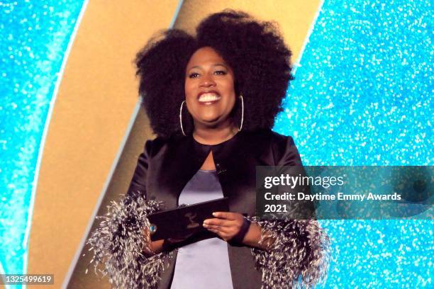 In this image released on June 25, Sheryl Underwood speaks during the 48th Annual Daytime Emmy Awards broadcast on June 25, 2021.