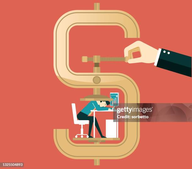 businessman - overworked - work in progress board stock illustrations