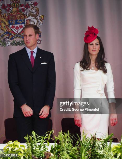 Prince William, Duke of Cambridge and Catherine, Duchess of Cambridge arrive at Parliament Hill for Canada Day Noon Show Celebrations on July 1, 2011...