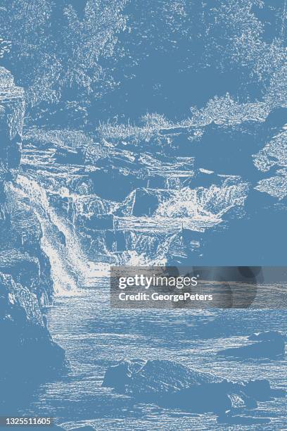 river rapids and waterfall - rapids stock illustrations